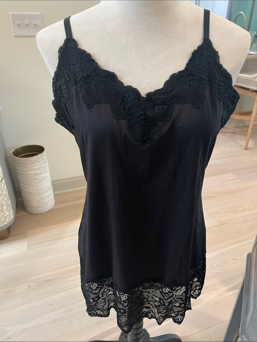 Soma Black Lace-Trim Slip Chemise